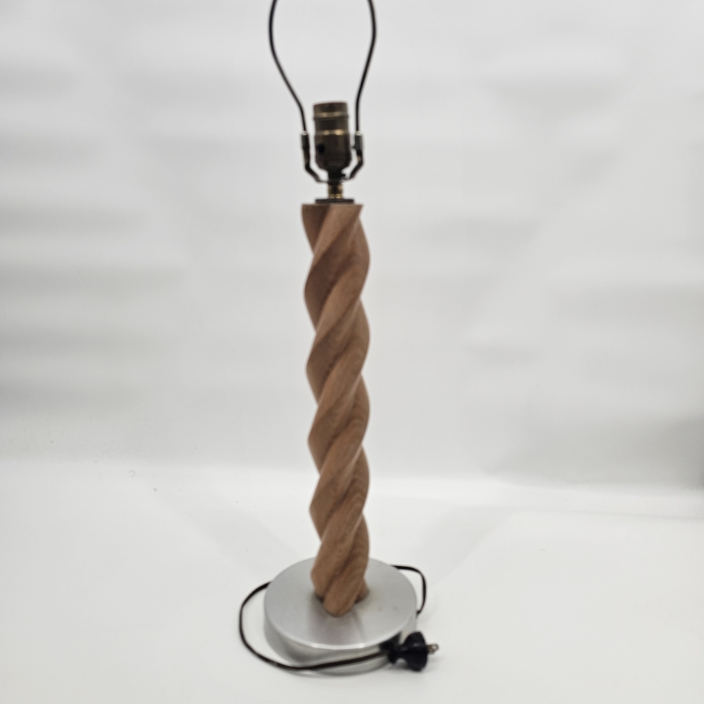 Mid-Century Russell Wright spiral twist wooden lamp